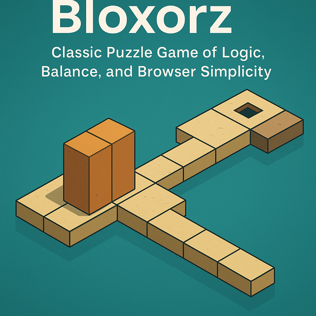 Bloxorz 3D browser puzzle game with block-rolling over narrow bridges