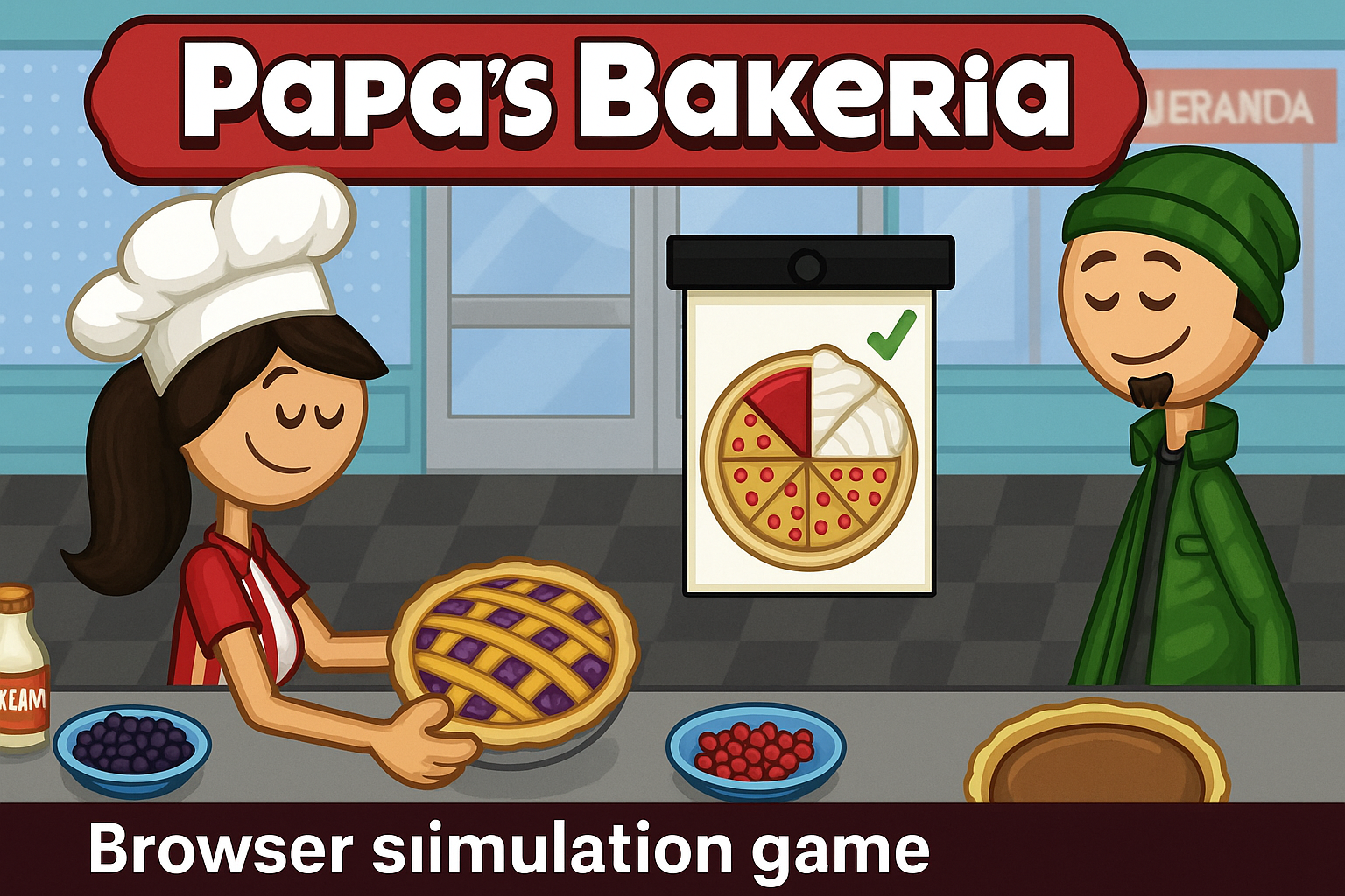 Papa’s Bakeria browser simulation game with pie customization and customer orders